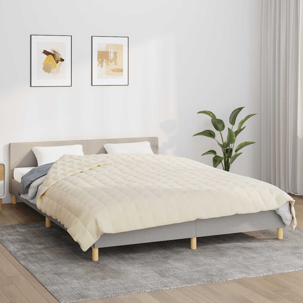 vidaXL Koc obciążeniowy, kremowy, 200x200 cm, 13 kg, tkanina