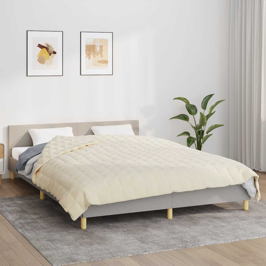 vidaXL Koc obciążeniowy, kremowy, 220x235 cm, 11 kg, tkanina