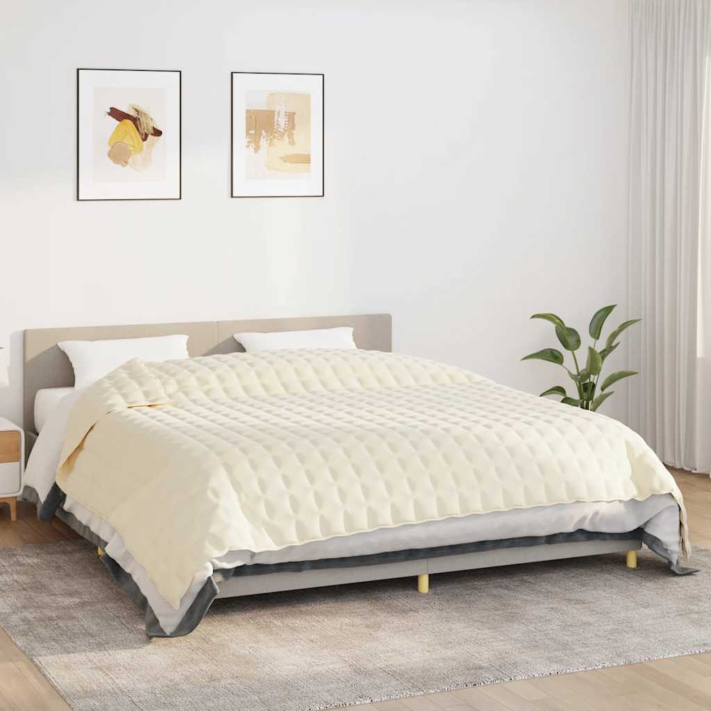 vidaXL Koc obciążeniowy, kremowy, 235x290 cm, 15 kg, tkanina