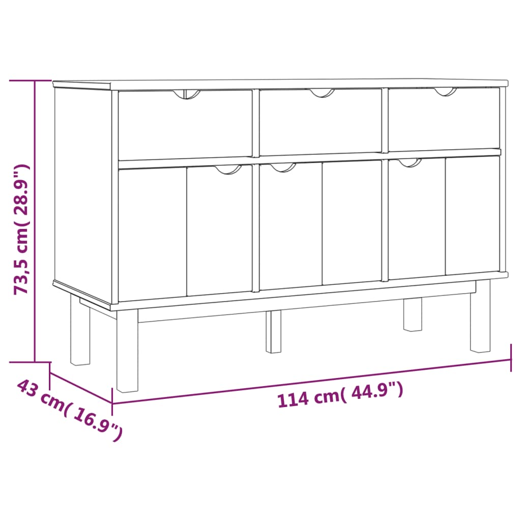 vidaXL Szafka OTTA, 114x43x73,5 cm, lita sosna