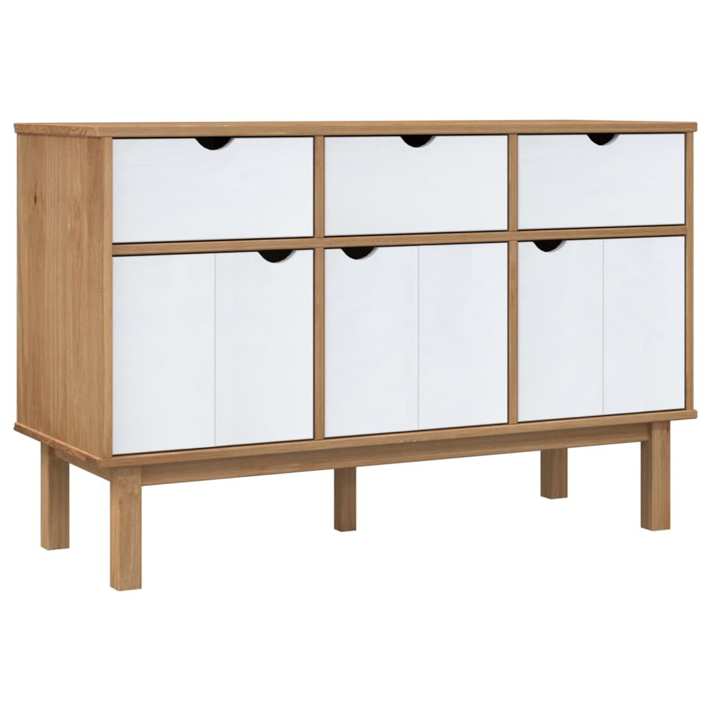 vidaXL Szafka OTTA, brązowo-biała, 114x43x73,5 cm, lita sosna