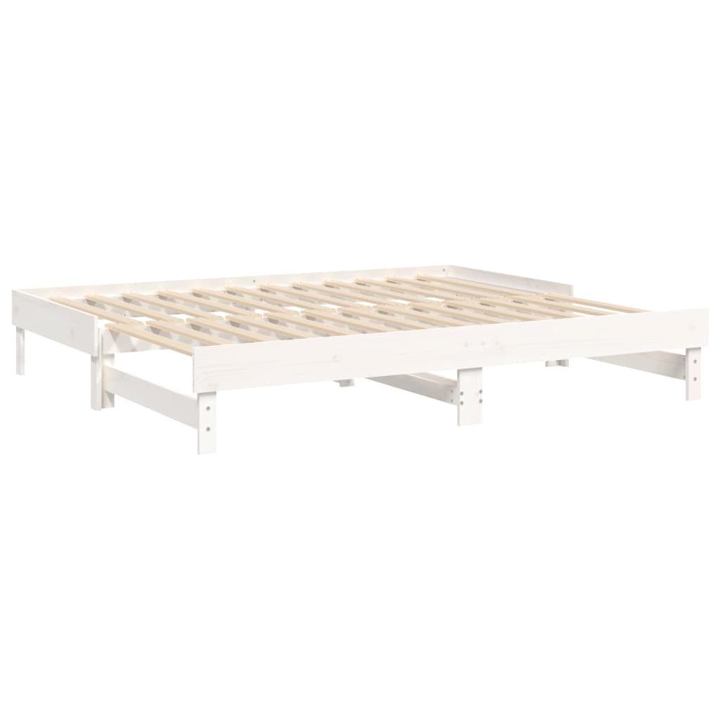vidaXL Łóżko rozsuwane, białe, 2x(100x200) cm, lite drewno sosnowe