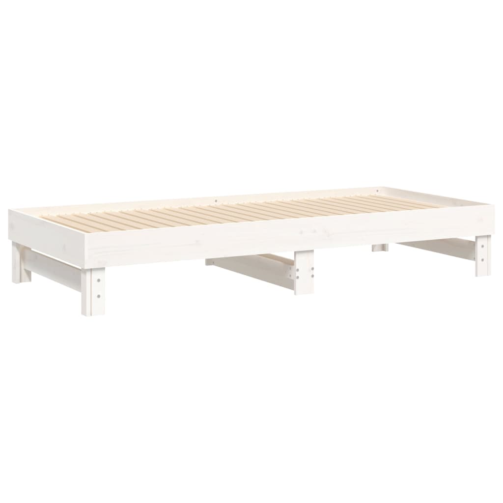 vidaXL Łóżko rozsuwane, białe, 2x(100x200) cm, lite drewno sosnowe