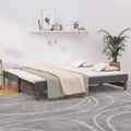 vidaXL Łóżko rozsuwane, szare, 2x(100x200) cm, lite drewno sosnowe