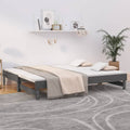 vidaXL Łóżko rozsuwane, szare, 2x(90x200) cm, lite drewno sosnowe