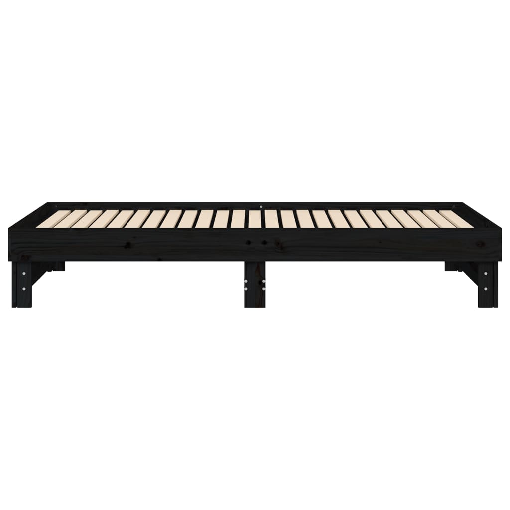 vidaXL Łóżko rozsuwane, czarne, 2x(90x200) cm, lite drewno sosnowe