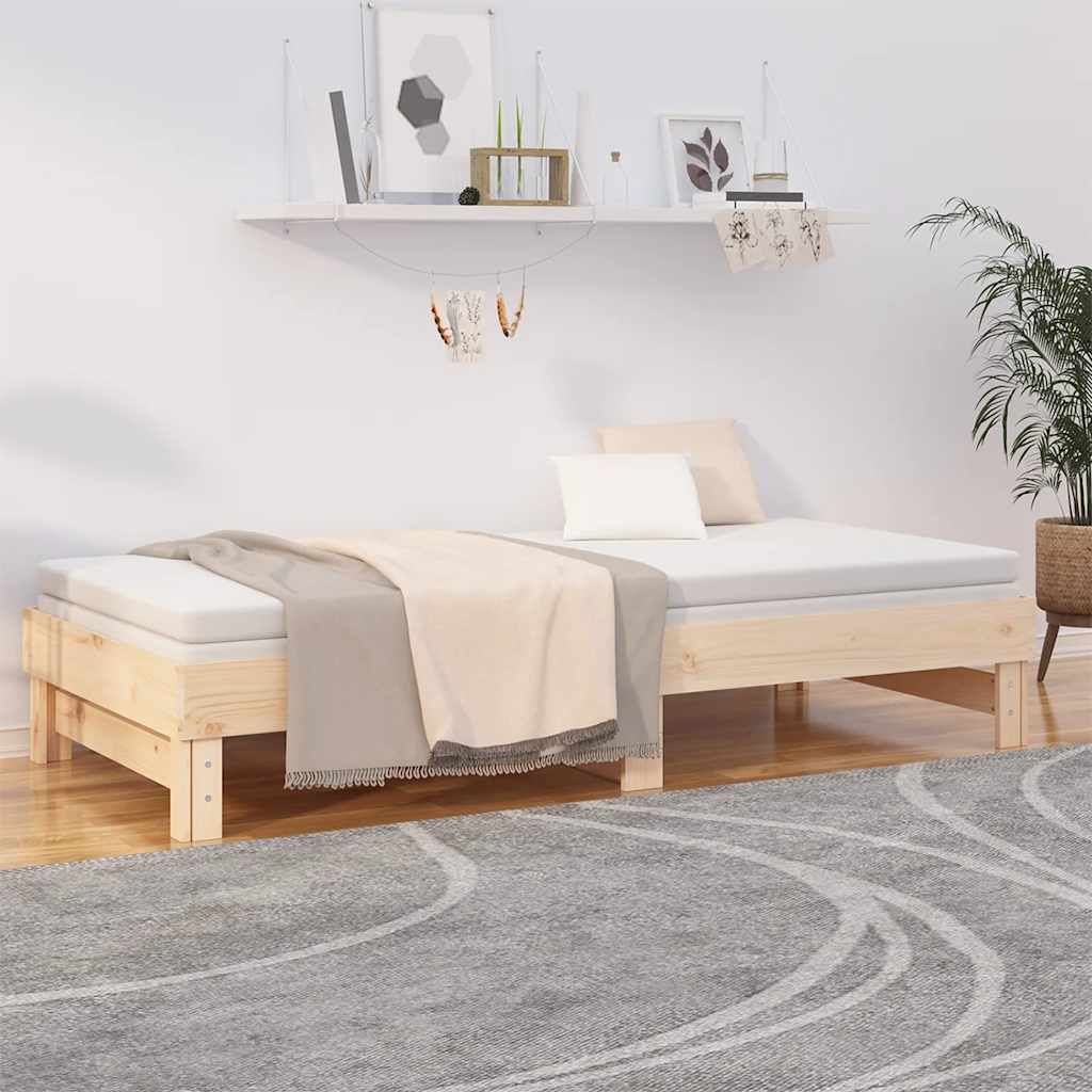 vidaXL Łóżko rozsuwane, 2x(80x200) cm, lite drewno sosnowe