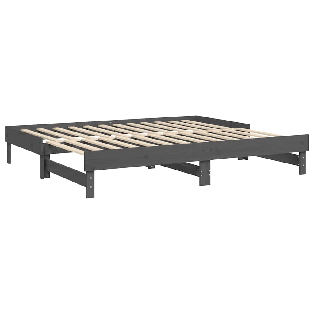 vidaXL Łóżko rozsuwane, szare, 2x(80x200) cm, lite drewno sosnowe