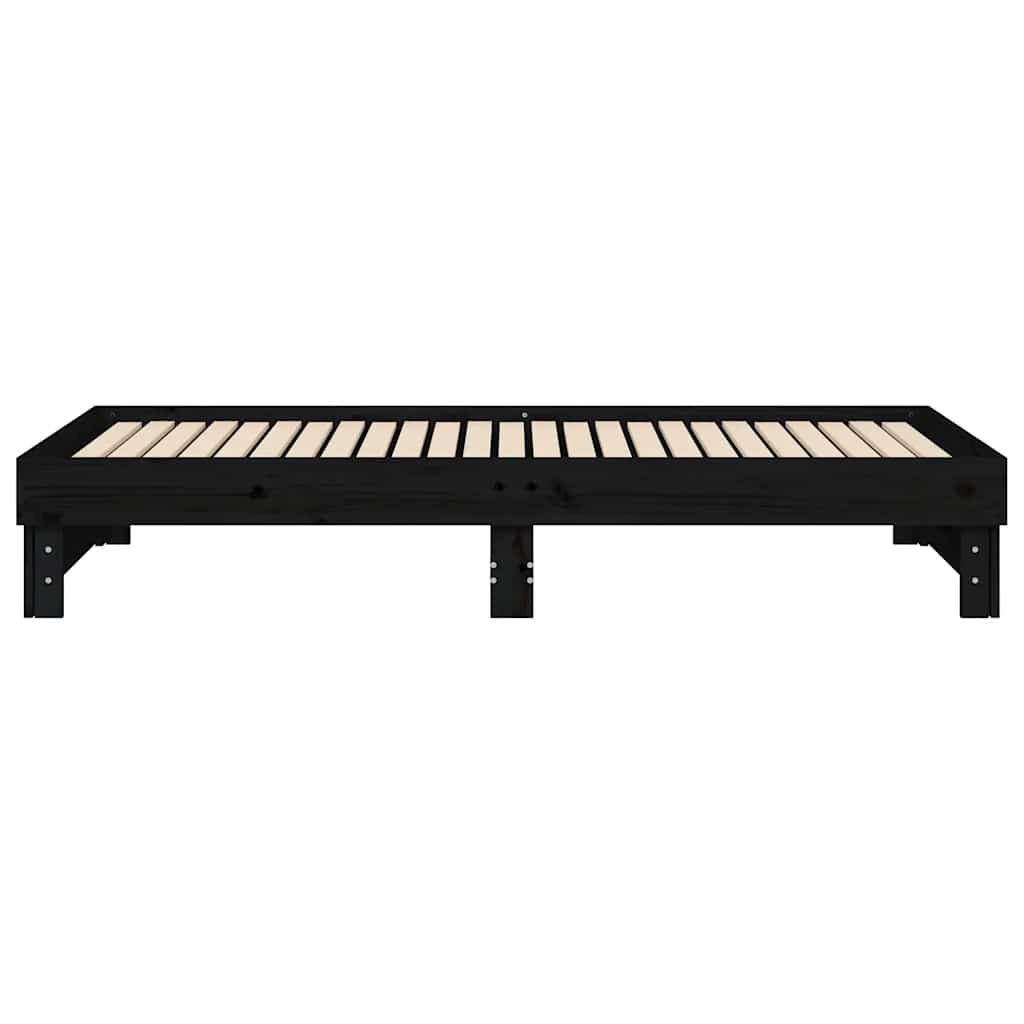vidaXL Łóżko rozsuwane, czarne, 2x(80x200) cm, lite drewno sosnowe
