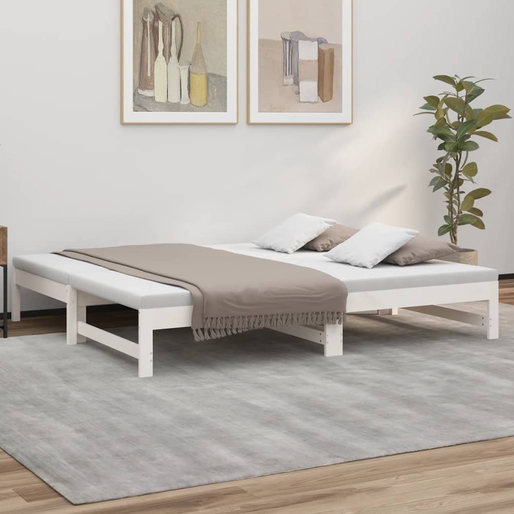 vidaXL Łóżko rozsuwane, białe, 2x(90x190) cm, lite drewno sosnowe