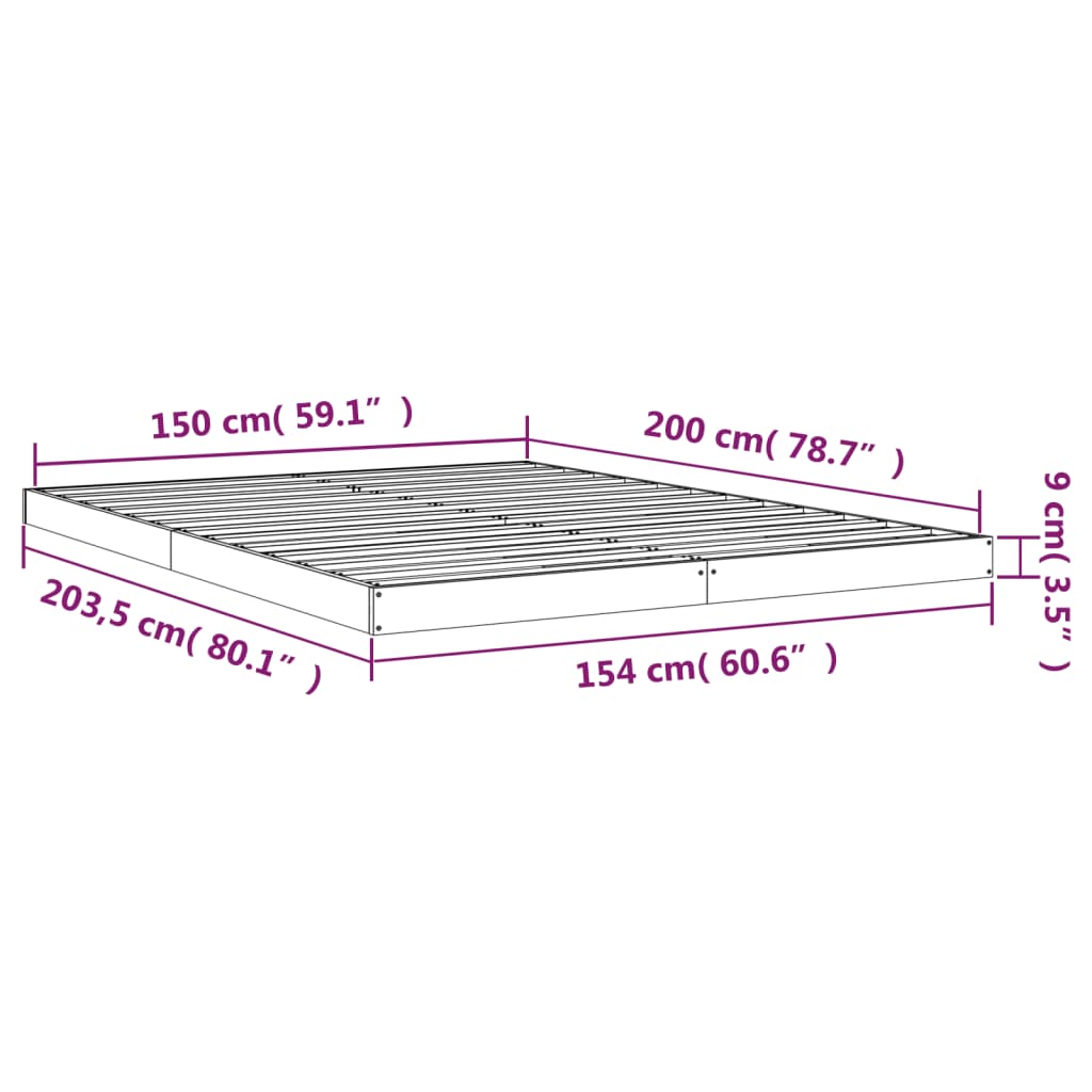 vidaXL Rama łóżka, biała, 150x200 cm, King Size, lite drewno sosnowe