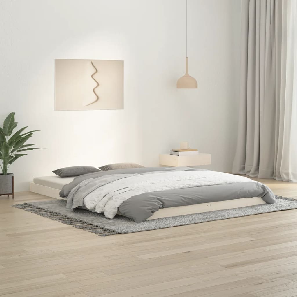 vidaXL Rama łóżka, biała, 140 x 200 cm, lite drewno sosnowe