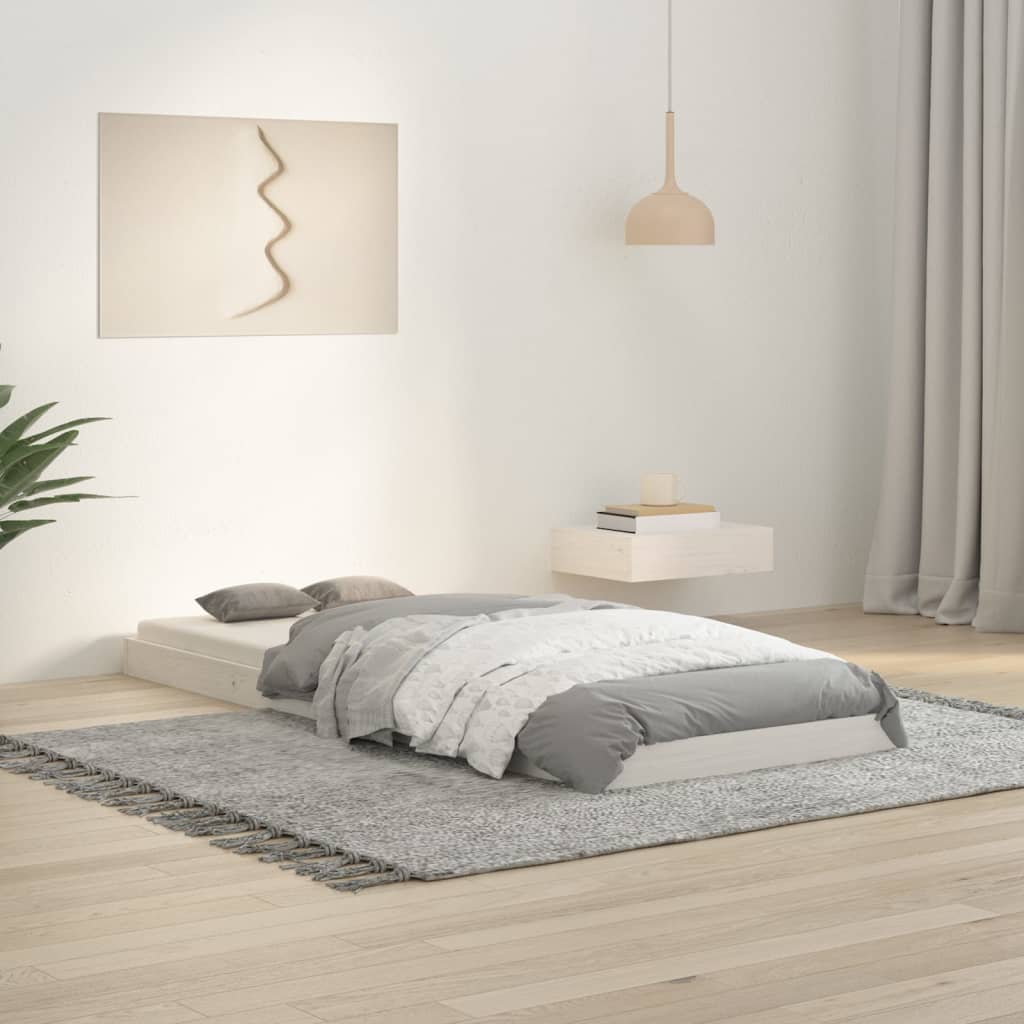 vidaXL Rama łóżka, biała, 75x190 cm, pojedyncza mała, drewno sosnowe