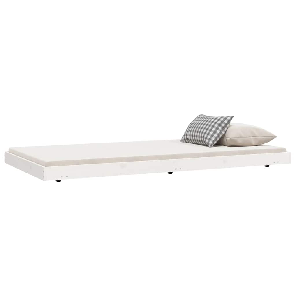 vidaXL Rama łóżka bez materaca, biała, 100x200 cm, lite drewno sosnowe