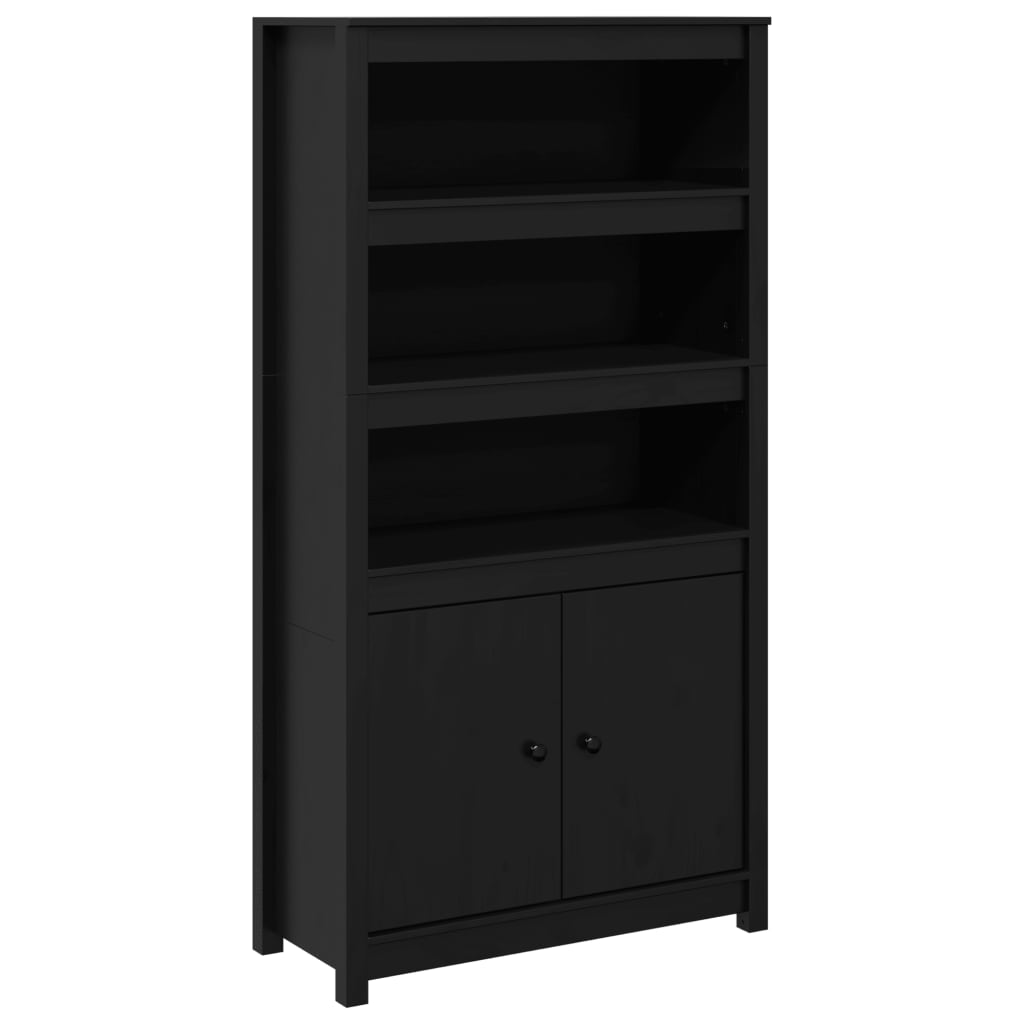 vidaXL Szafka, czarna, 80x35x154 cm, lite drewno sosnowe