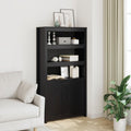 vidaXL Szafka, czarna, 80x35x154 cm, lite drewno sosnowe