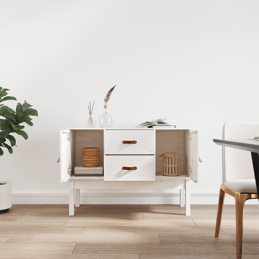 vidaXL Szafka, biała, 110x40x78 cm, lite drewno sosnowe