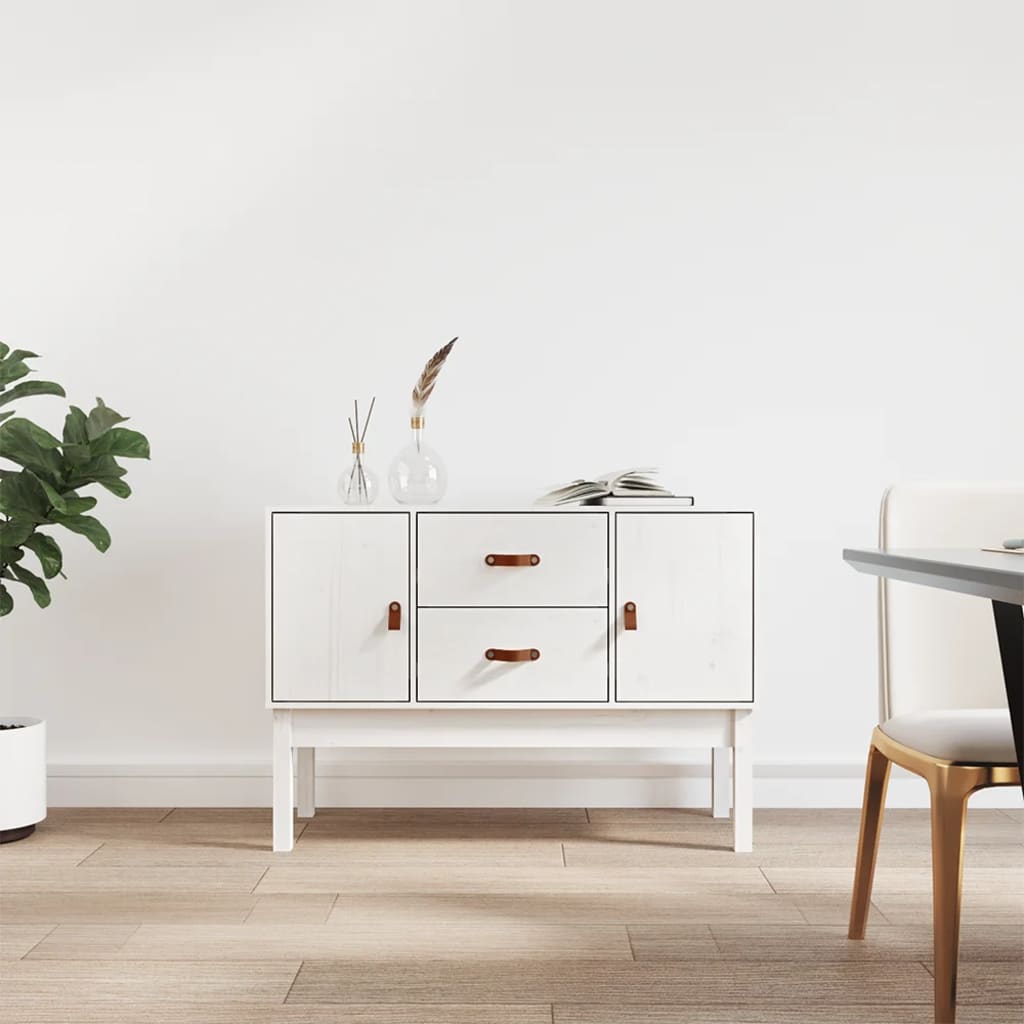 vidaXL Szafka, biała, 110x40x78 cm, lite drewno sosnowe