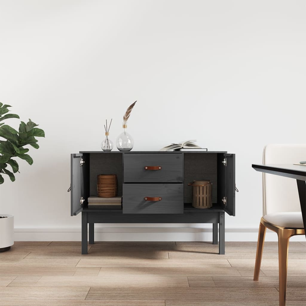 vidaXL Szafka, szara, 110x40x78 cm, lite drewno sosnowe