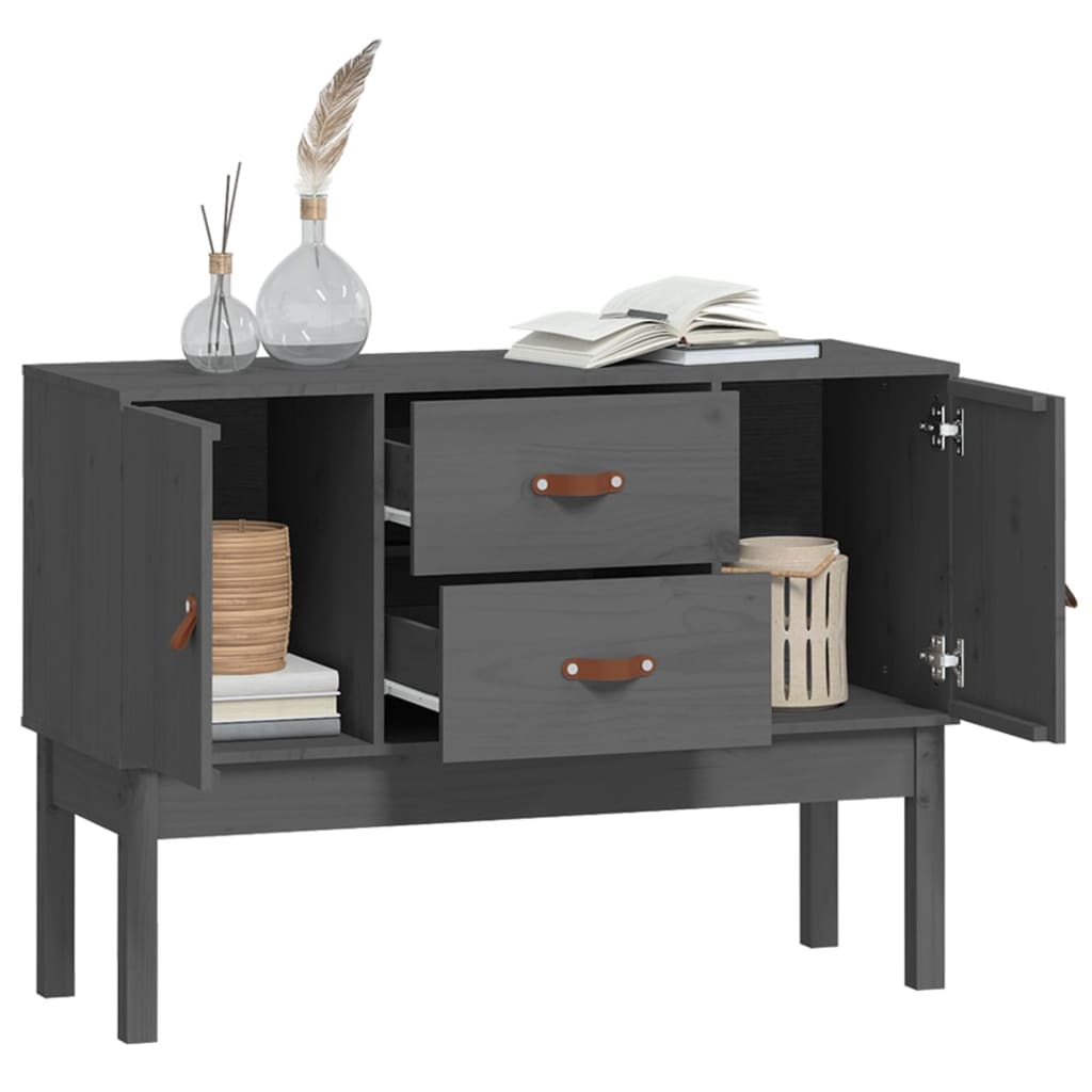 vidaXL Szafka, szara, 110x40x78 cm, lite drewno sosnowe
