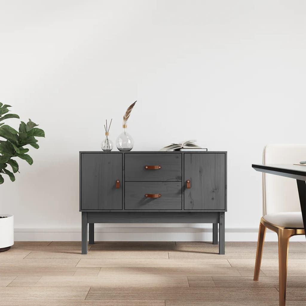 vidaXL Szafka, szara, 110x40x78 cm, lite drewno sosnowe