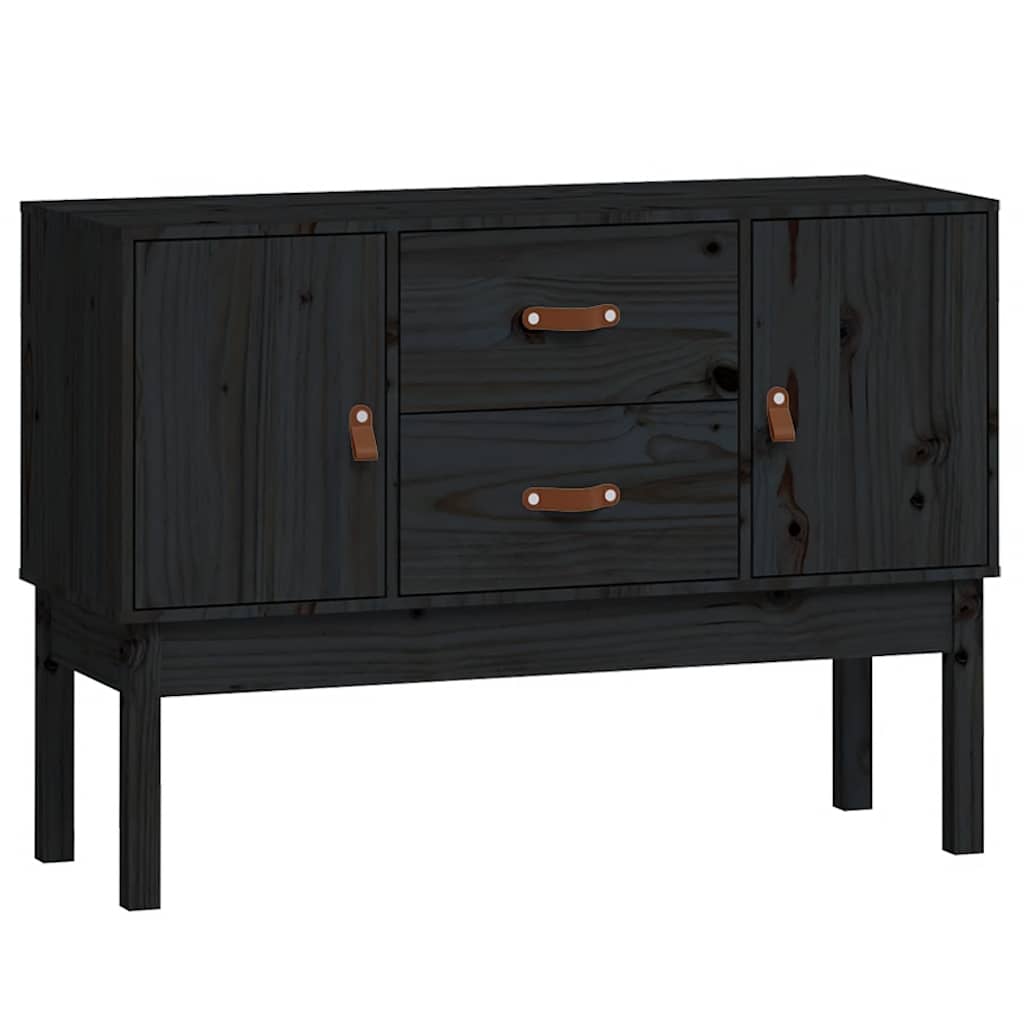 vidaXL Szafka, czarna, 110x40x78 cm, lite drewno sosnowe