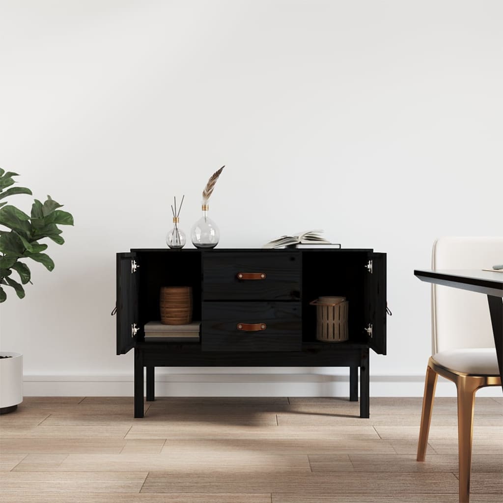 vidaXL Szafka, czarna, 110x40x78 cm, lite drewno sosnowe