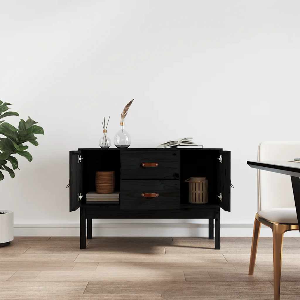 vidaXL Szafka, czarna, 110x40x78 cm, lite drewno sosnowe