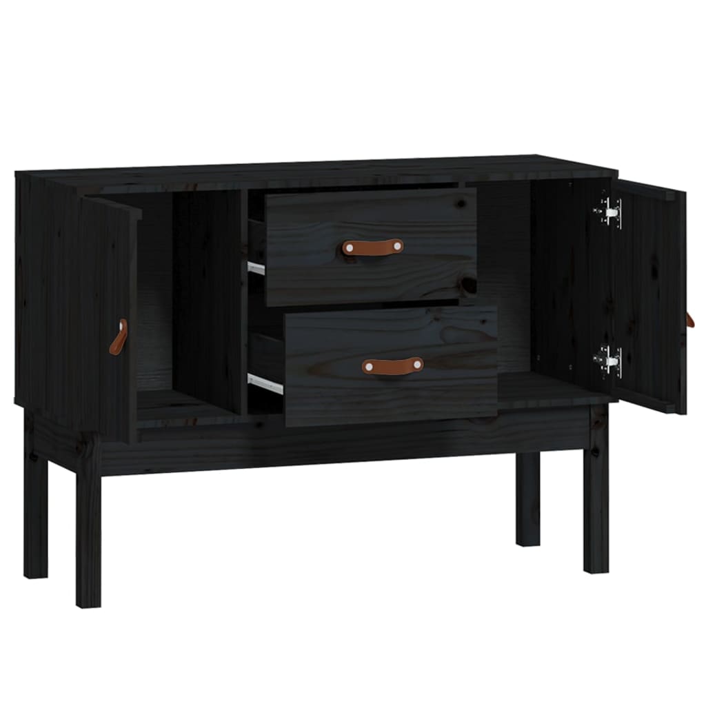 vidaXL Szafka, czarna, 110x40x78 cm, lite drewno sosnowe