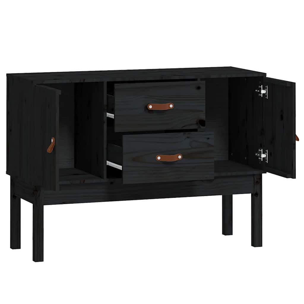 vidaXL Szafka, czarna, 110x40x78 cm, lite drewno sosnowe