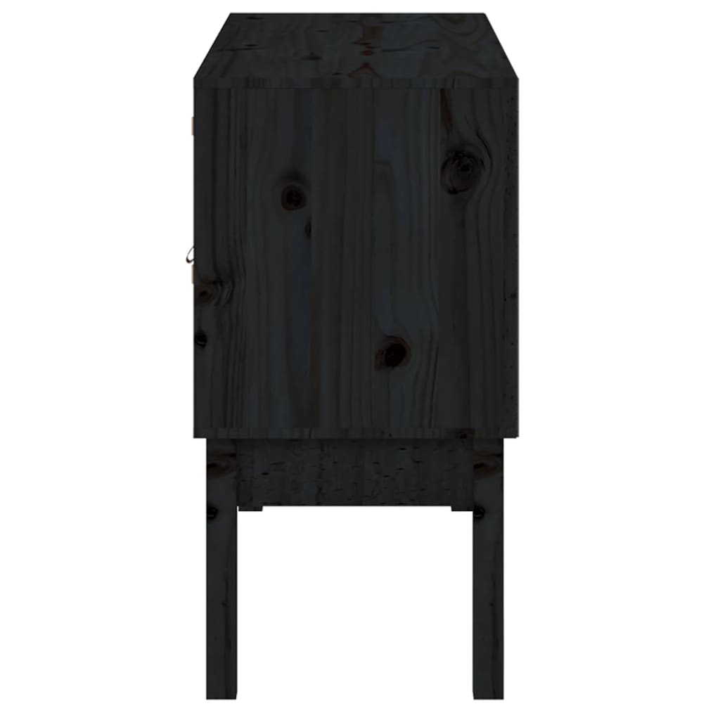 vidaXL Szafka, czarna, 110x40x78 cm, lite drewno sosnowe