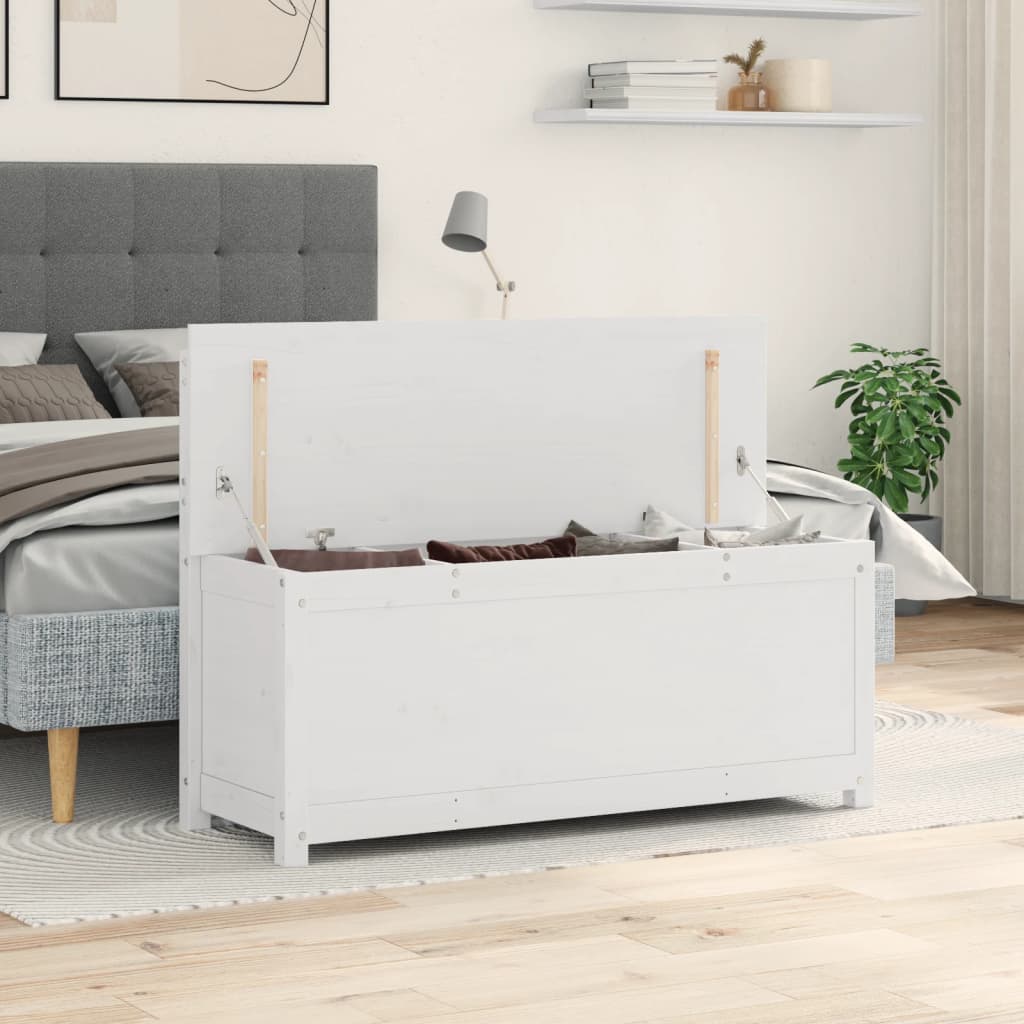 vidaXL Ławka, biała, 110x41x76,5 cm, lite drewno sosnowe