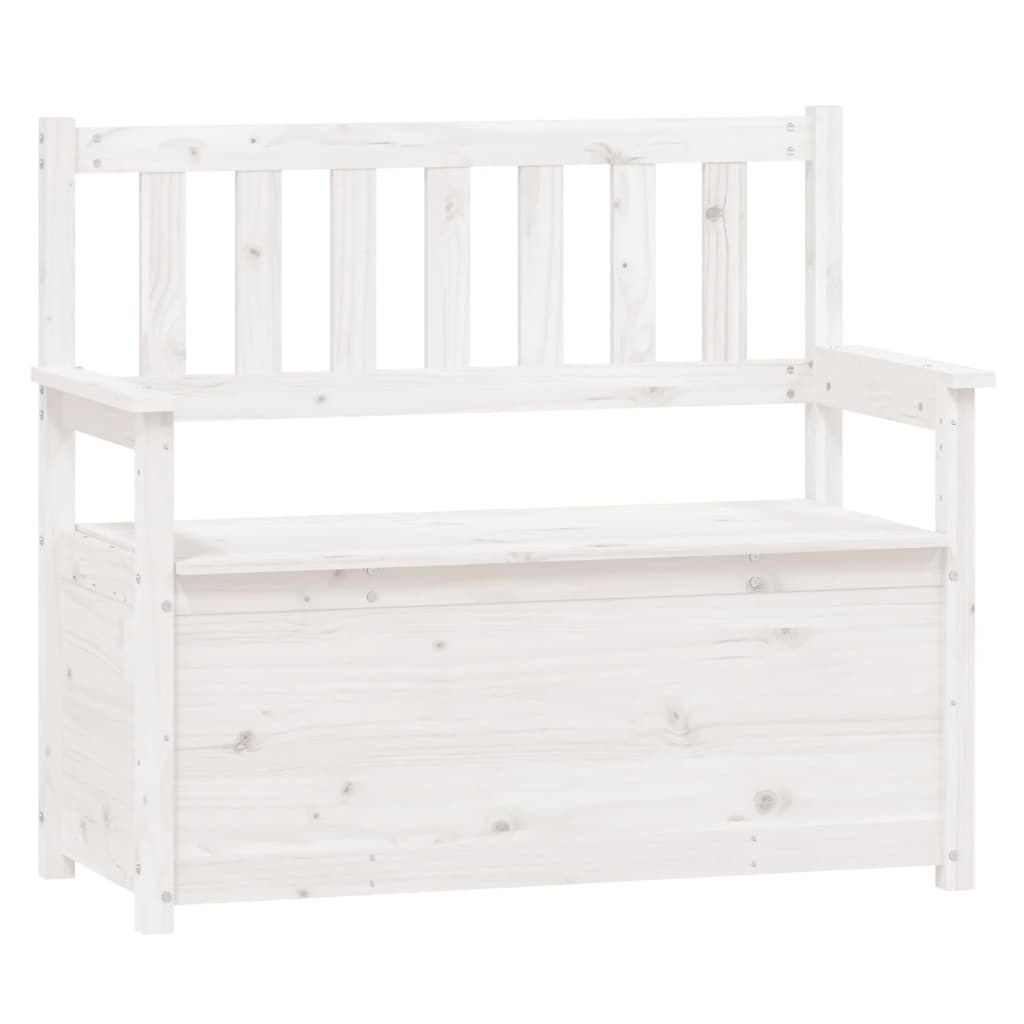 vidaXL Ławka, biała, 112,5x51,5x96,5 cm, lite drewno sosnowe