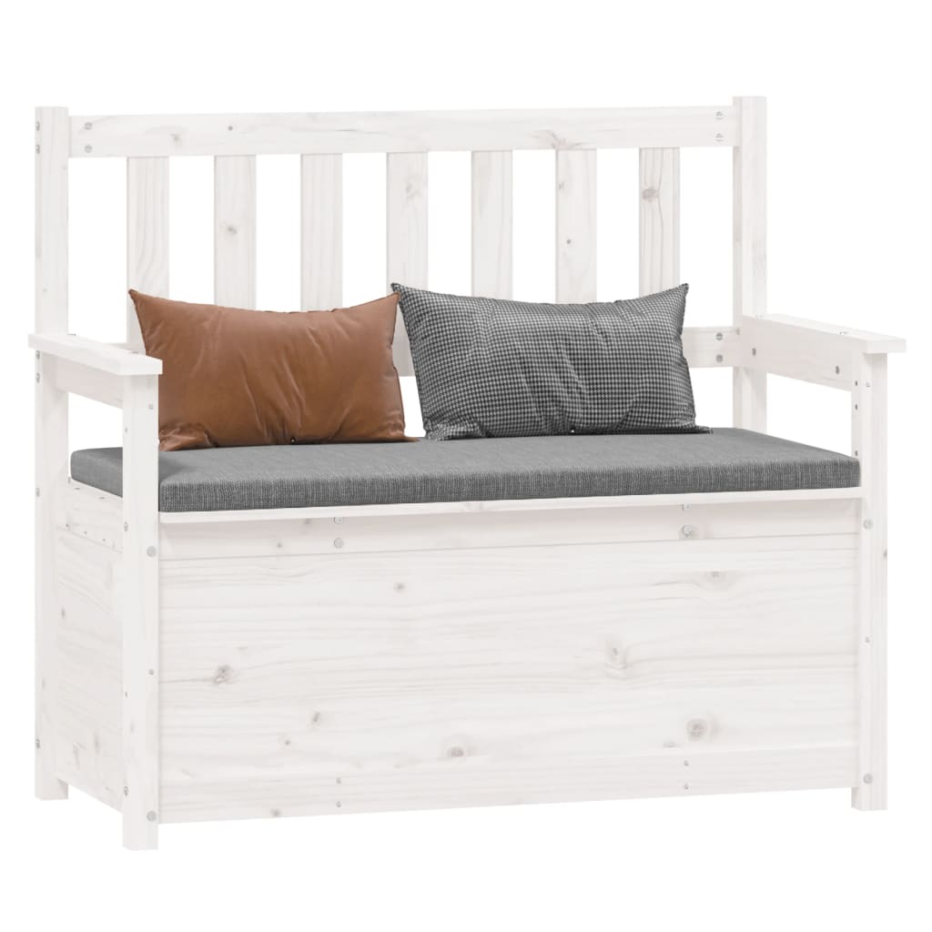 vidaXL Ławka, biała, 112,5x51,5x96,5 cm, lite drewno sosnowe