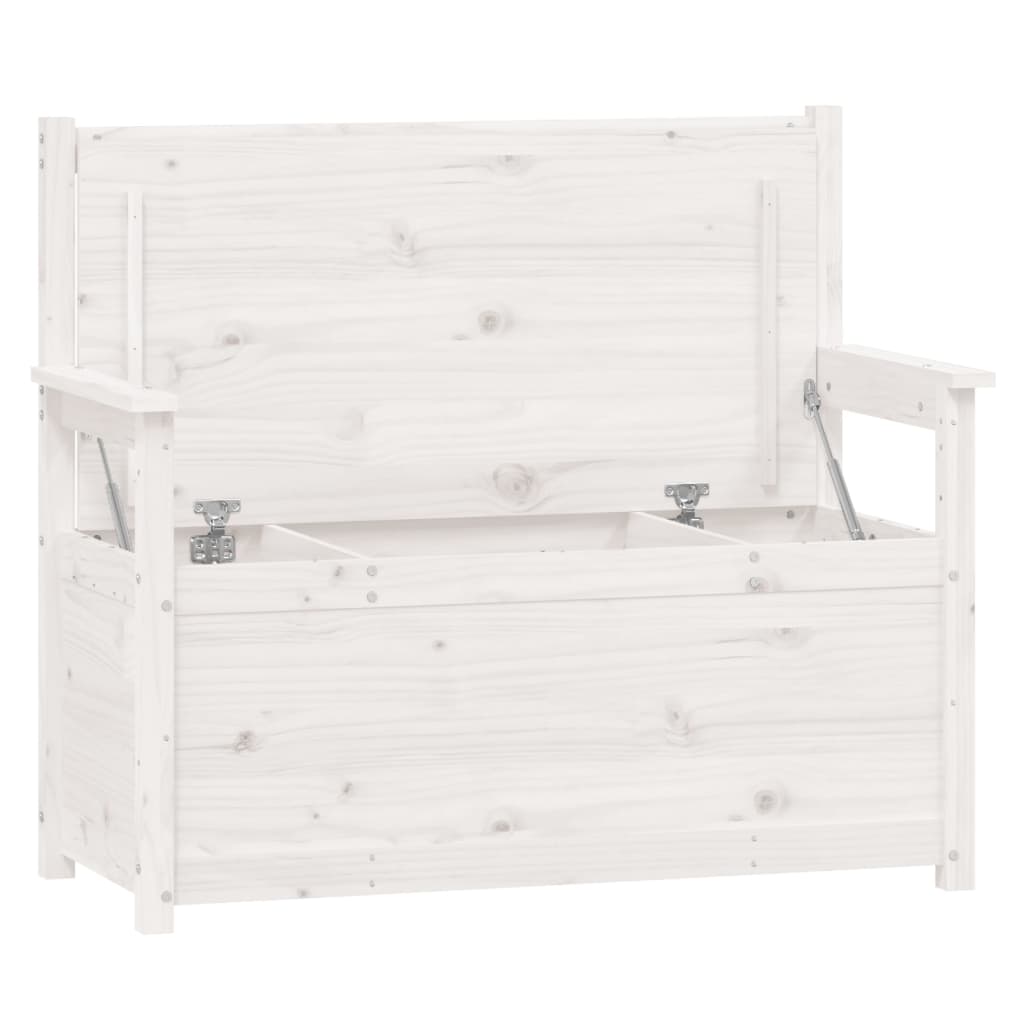 vidaXL Ławka, biała, 112,5x51,5x96,5 cm, lite drewno sosnowe