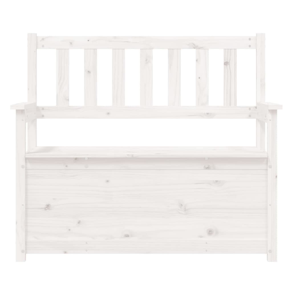 vidaXL Ławka, biała, 112,5x51,5x96,5 cm, lite drewno sosnowe