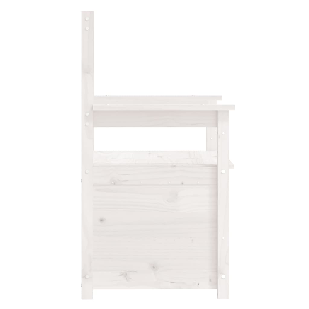 vidaXL Ławka, biała, 112,5x51,5x96,5 cm, lite drewno sosnowe