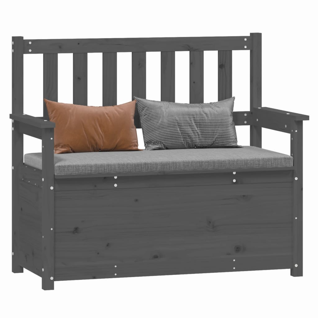 vidaXL Ławka, szara, 112,5x51,5x96,5 cm, lite drewno sosnowe