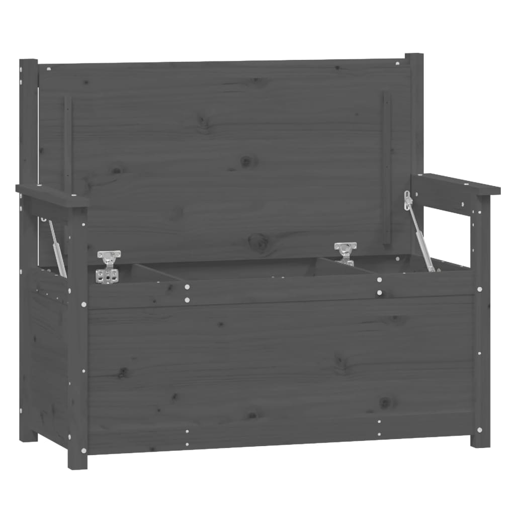 vidaXL Ławka, szara, 112,5x51,5x96,5 cm, lite drewno sosnowe
