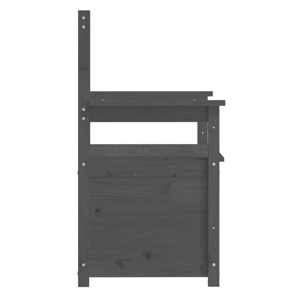 vidaXL Ławka, szara, 112,5x51,5x96,5 cm, lite drewno sosnowe