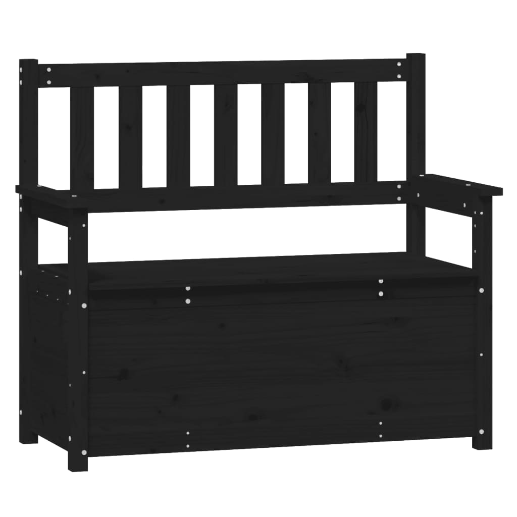 vidaXL Ławka, czarna, 112,5x51,5x96,5 cm, lite drewno sosnowe