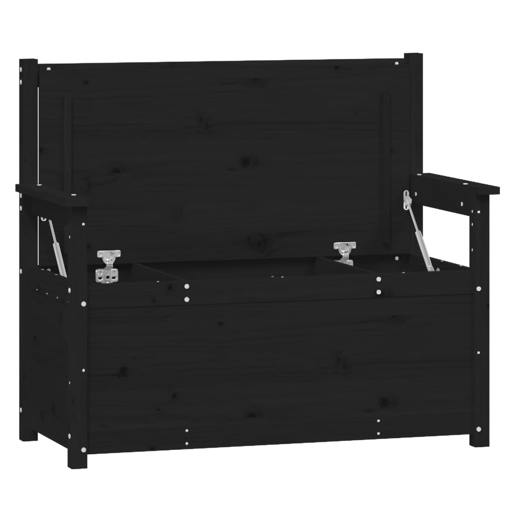 vidaXL Ławka, czarna, 112,5x51,5x96,5 cm, lite drewno sosnowe