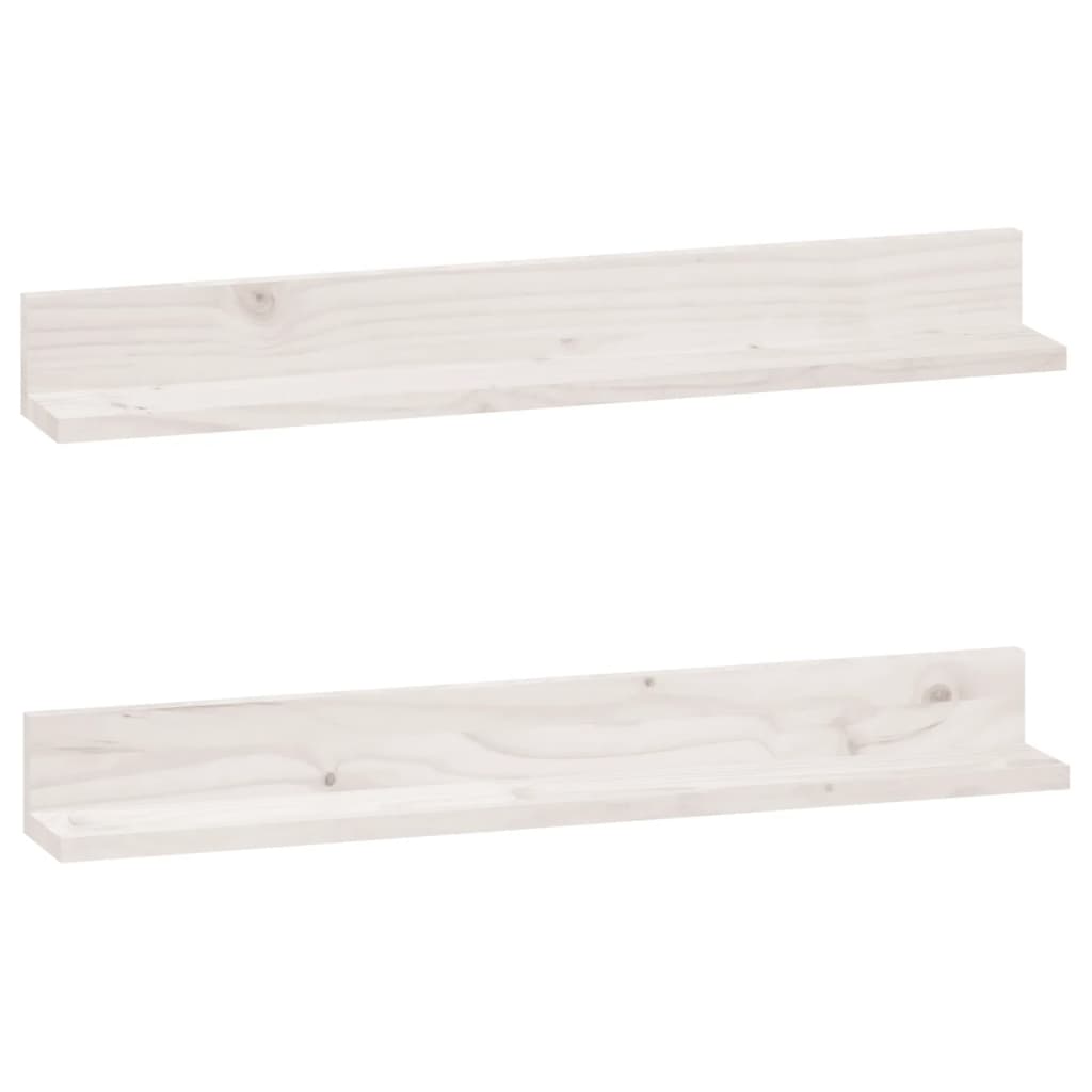 vidaXL Półki ścienne, 2 szt., białe, 80x11x9 cm, drewno sosnowe