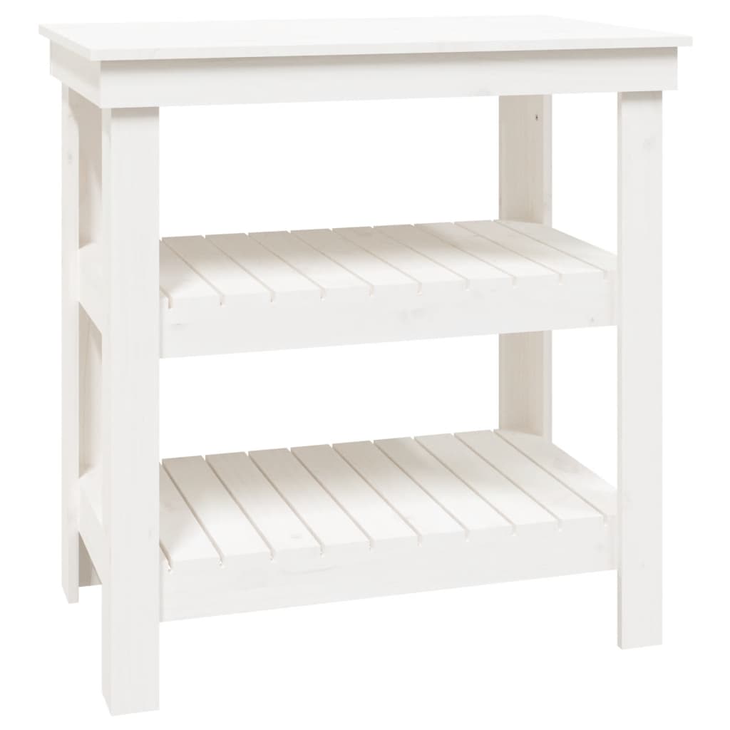 vidaXL Stolik roboczy, biały, 78,5x50x80 cm, lite drewno sosnowe