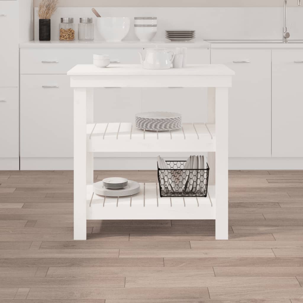 vidaXL Stolik roboczy, biały, 78,5x50x80 cm, lite drewno sosnowe