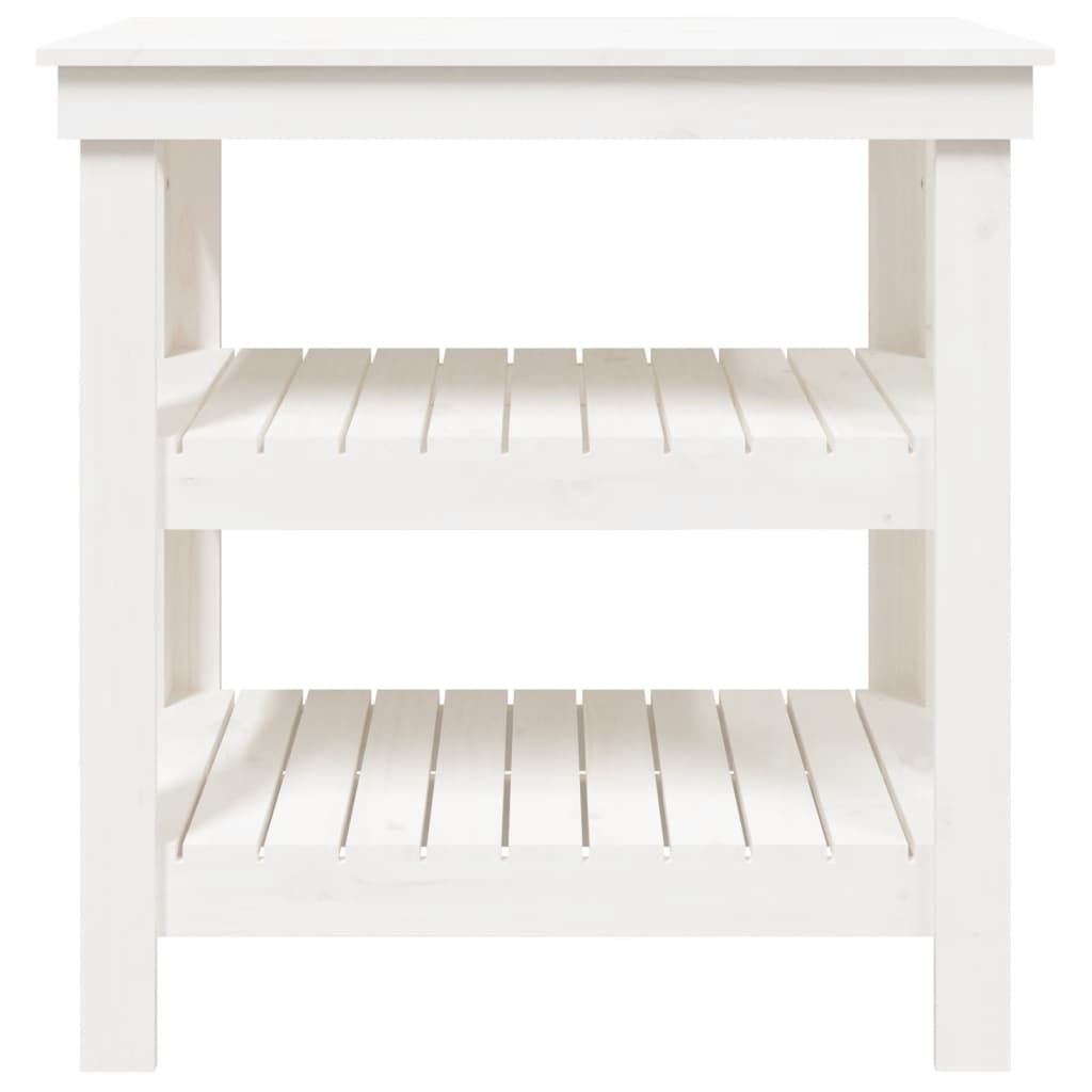 vidaXL Stolik roboczy, biały, 78,5x50x80 cm, lite drewno sosnowe