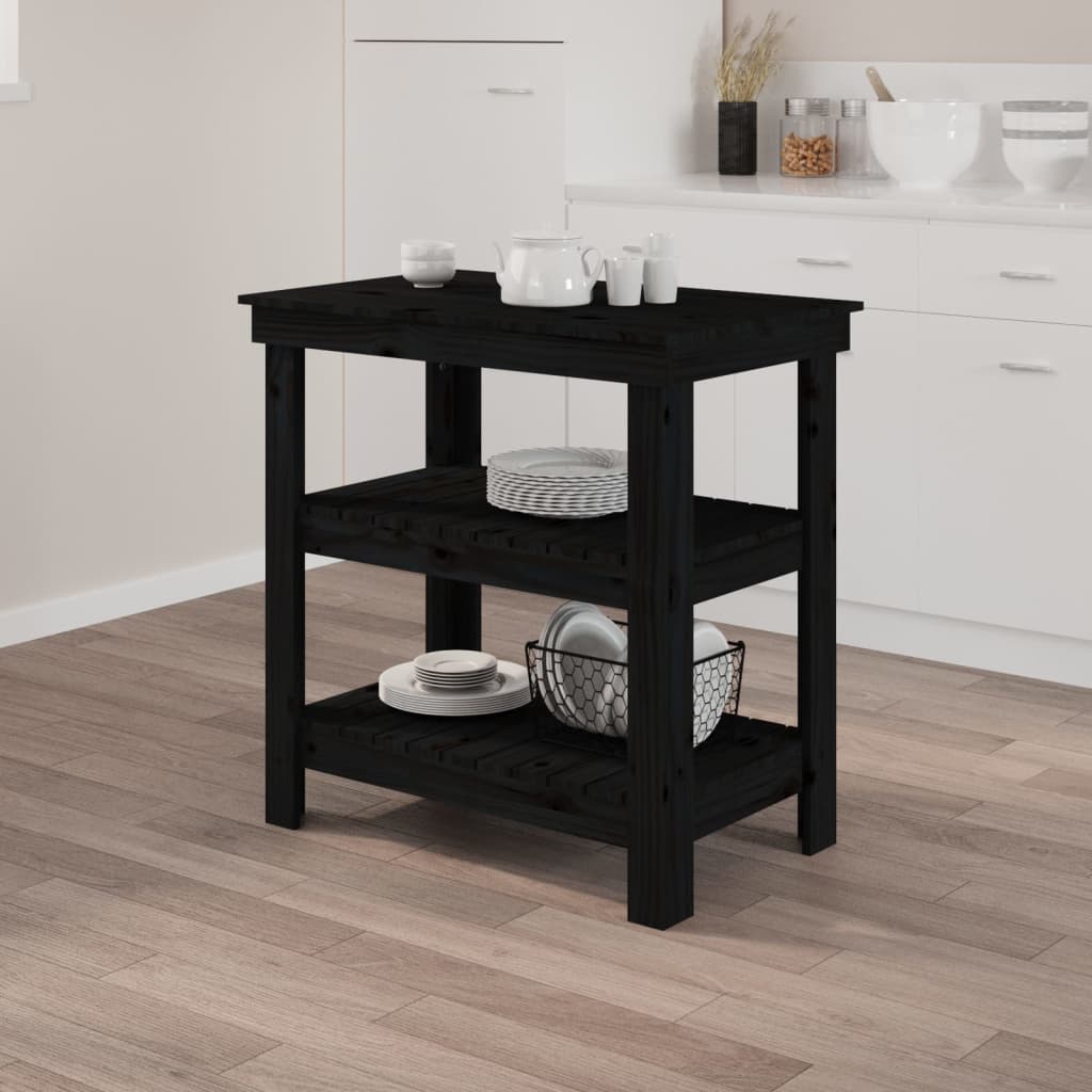 vidaXL Stolik roboczy, czarny, 78,5x50x80 cm, lite drewno sosnowe