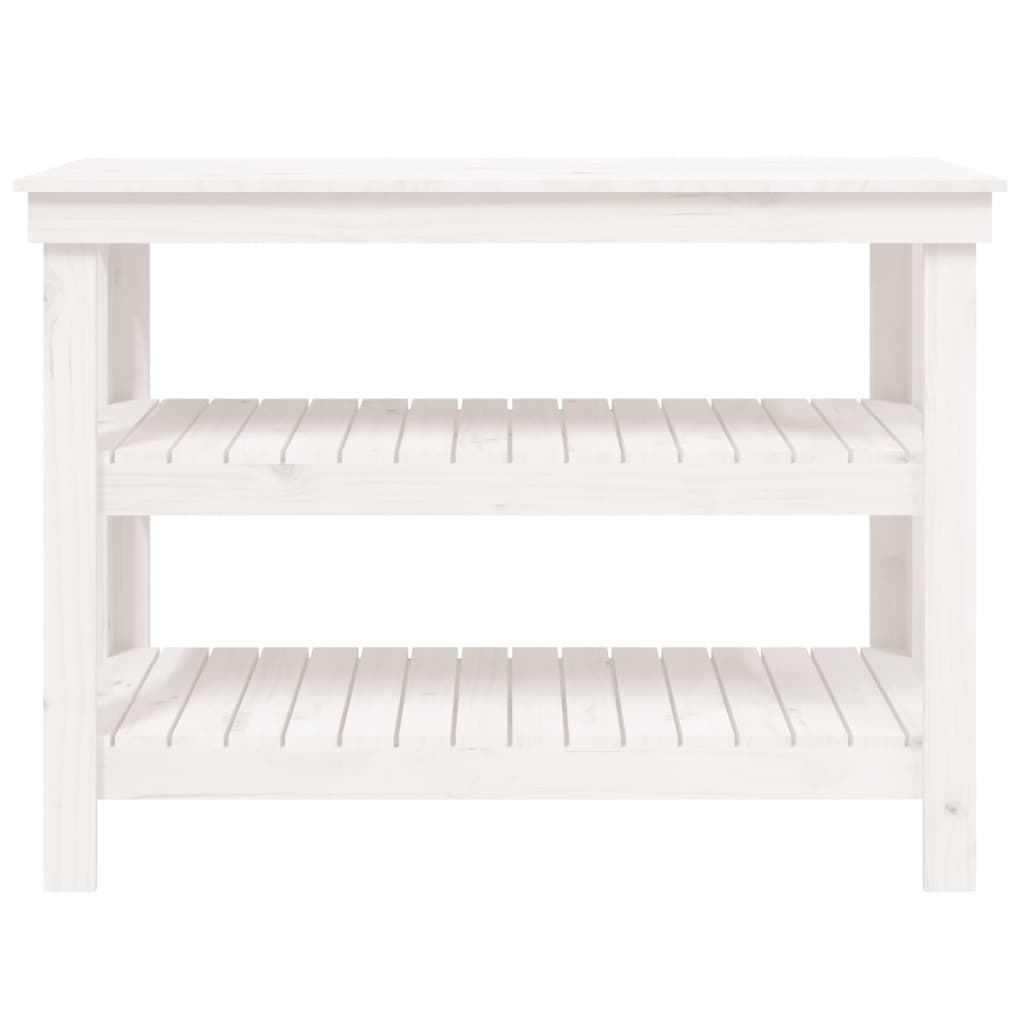 vidaXL Stolik roboczy, biały, 110,5x50x80 cm, lite drewno sosnowe