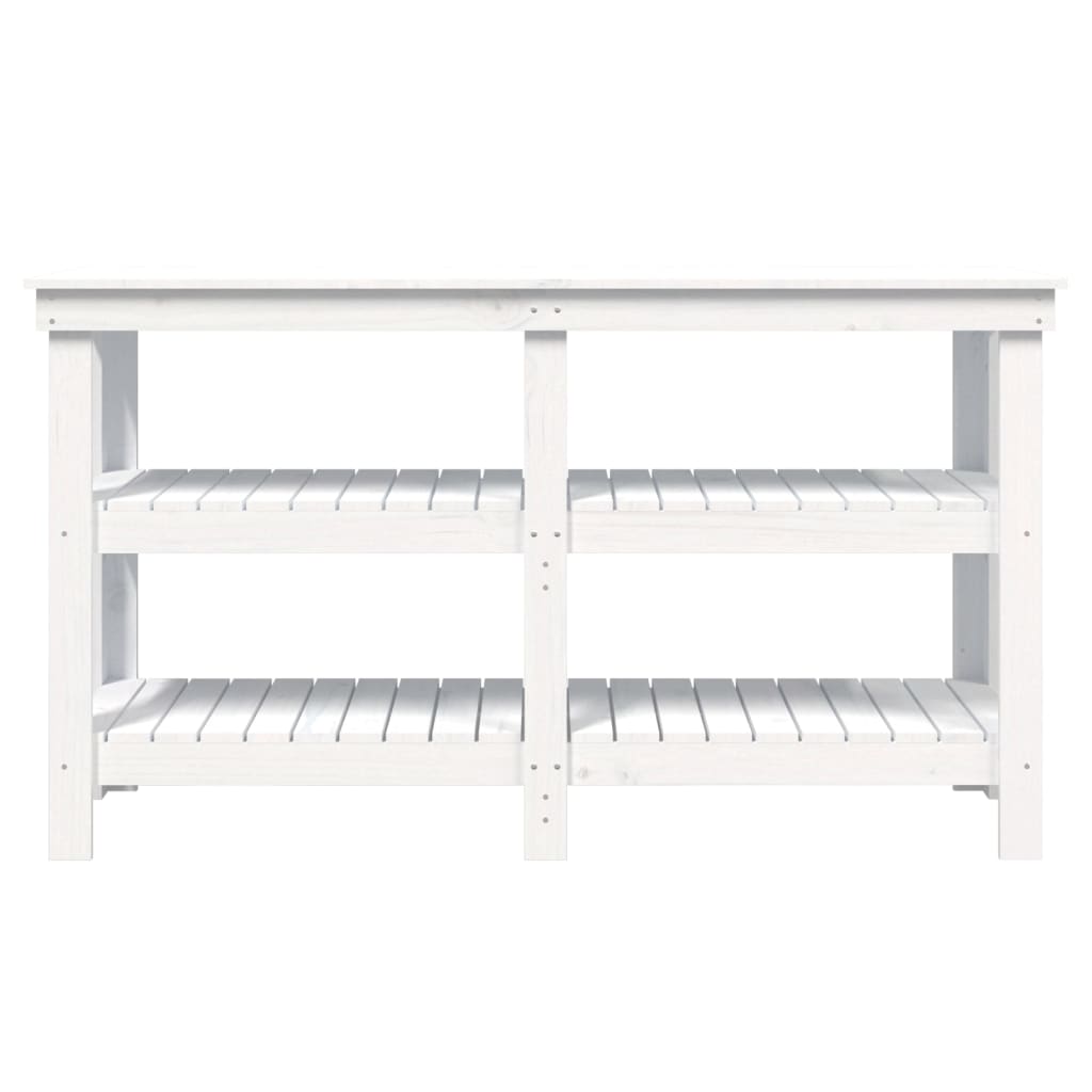 vidaXL Stolik roboczy, biały, 142,5x50x80 cm, lite drewno sosnowe