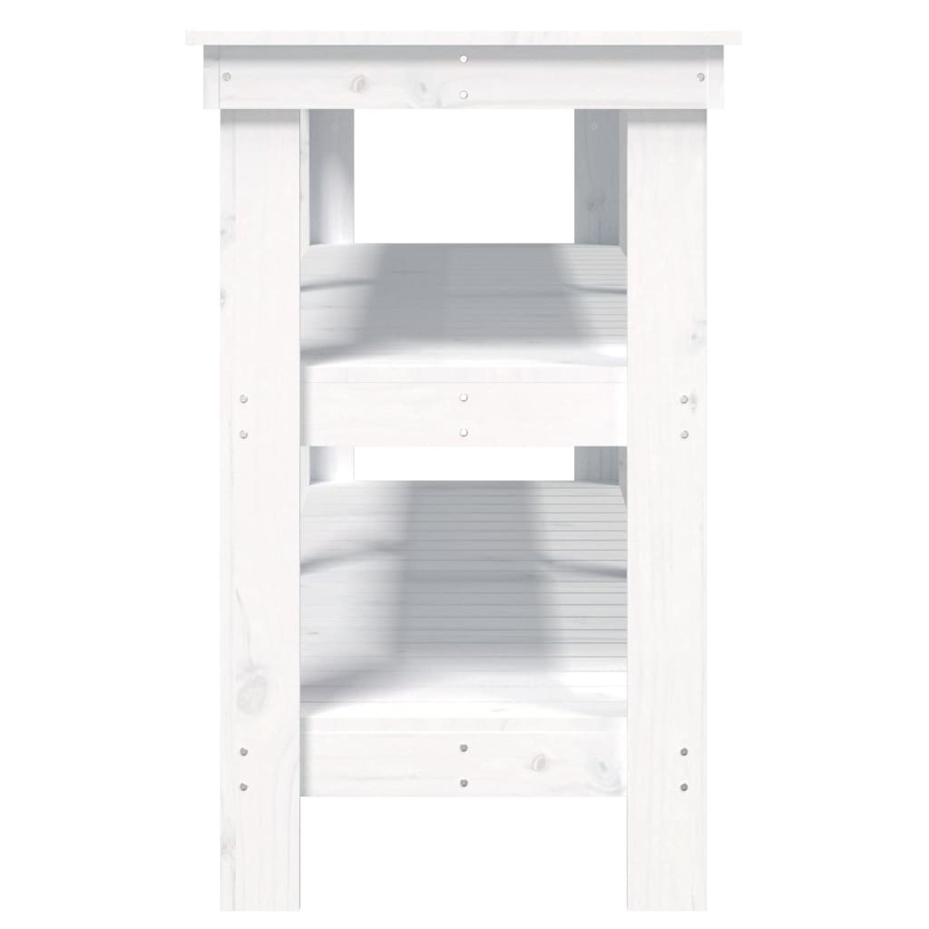 vidaXL Stolik roboczy, biały, 142,5x50x80 cm, lite drewno sosnowe